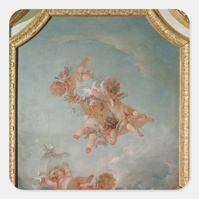 Adesivo Quadrado Quatro estações no Salle du Conseil - Primavera (Frente)