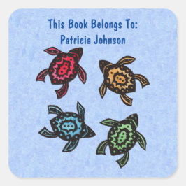 Adesivo Quadrado Quatro tartarugas de Abstrato múltiplas cascas col