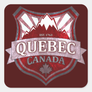 Adesivo Quadrado Quebec Canada Red Grunge shield