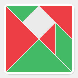 Adesivo Quadrado Quebra-cabeça de Tangram de Natal