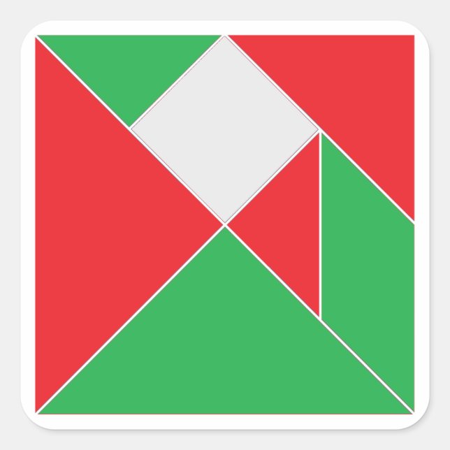 Adesivo Quadrado Quebra-cabeça de Tangram de Natal (Frente)