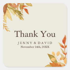 Adesivo Quadrado Queda de Aquarela Obrigado Vinhetas