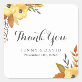 Adesivo Quadrado Queda de Aquarela Obrigado Vinhetas