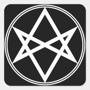 Adesivo Quadrado Queda do Unicursal Hexagrama Branco