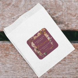 Adesivo Quadrado Queda No Amor Queda Floral Burgundy Elegante Boho 