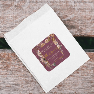 Adesivo Quadrado Queda No Amor Queda Floral Burgundy Elegante Boho 