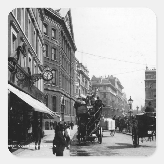Adesivo Quadrado Queen Victoria Street, Londres, c.1891 (Frente)