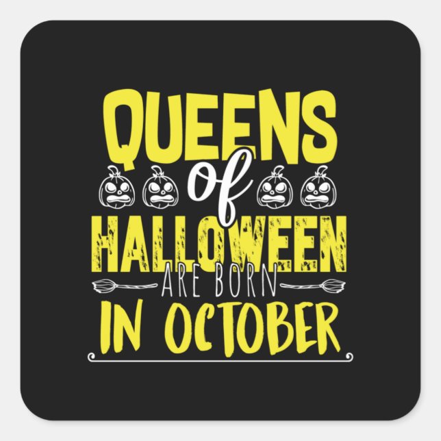 Adesivo Quadrado Queens Of Halloween -Witches-Halloween-Cute (Frente)