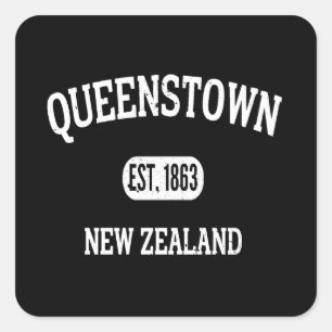 Adesivo Quadrado Queens Town Newzealand Vintage