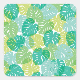 Adesivo Quadrado Queijo exótico: Monstera tropical