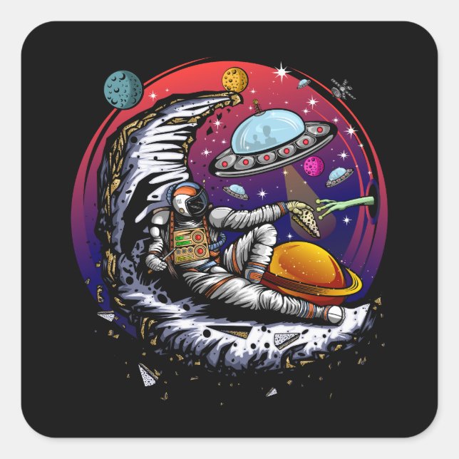 Adesivo Quadrado Queijo Moon Space (Frente)