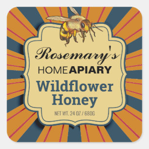 Adesivo Quadrado Querida Bee Sunburst Dark Amber