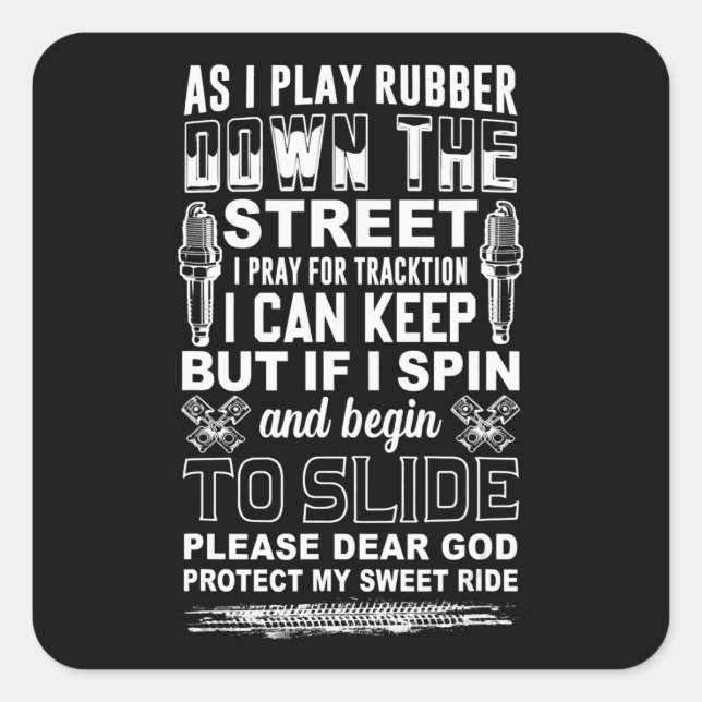 Adesivo Quadrado Querido Deus Proteja Minha Doce Biker Biker (Frente)