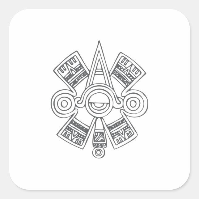 Adesivo Quadrado Quetzalcoatl Aztec Art (Frente)