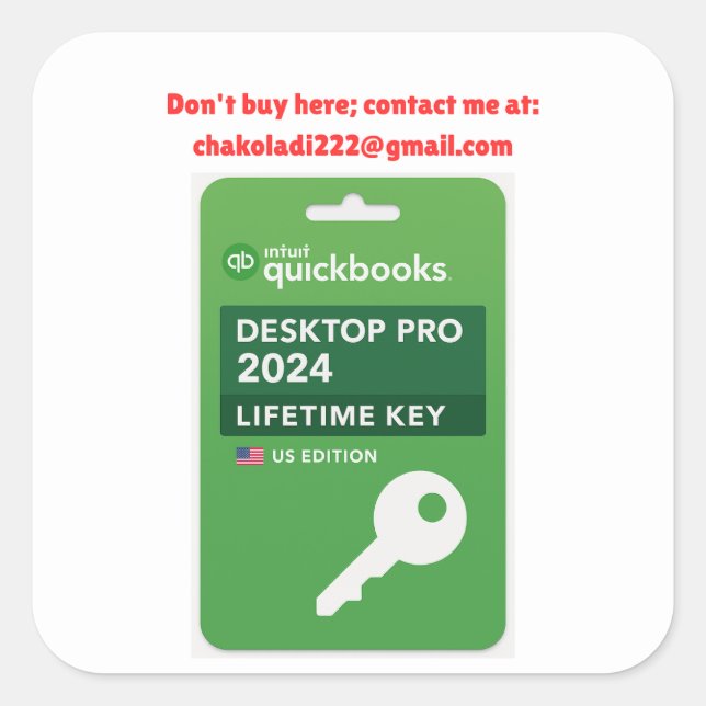 Adesivo Quadrado Quickbooks Desktop Pro 2024 chakoladi222@gmail.com (Frente)
