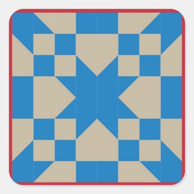 Adesivo Quadrado Quilt Block Sticker - Road to Oklahoma (red/blue) (Frente)