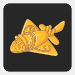 Adesivo Quadrado QUIMBAYA AVIÃO Antiga Teorista da Alienígena Qui