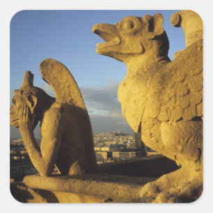 Adesivo Quadrado Quimera, Catedral de Notre Dame, Paris, França