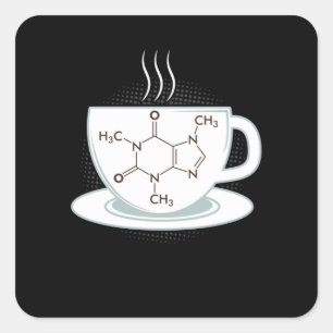 Adesivo Quadrado Química Caffeine Molecule