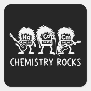Adesivo Quadrado Química Rocks Banda de Rock de Ciência