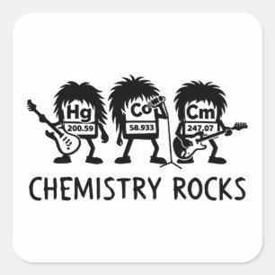 Adesivo Quadrado Química Rocks Banda de Rock de Ciência