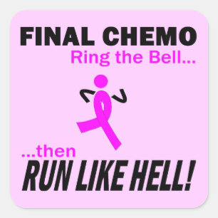 Adesivo Quadrado Quimio Final Corre Como O Inferno - Cancer De Mama