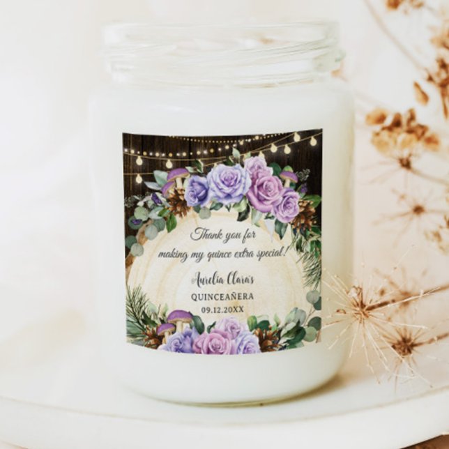 Adesivo Quadrado Quinceañera Floral Roxo-Encantada Rústica (Criador carregado)