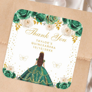 Adesivo Quadrado Quinceañera Princesa Floral Verde