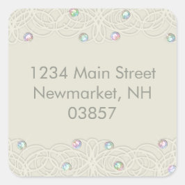 Adesivo Quadrado Quinceanera Rainbow Crystals Sparkle e Lace