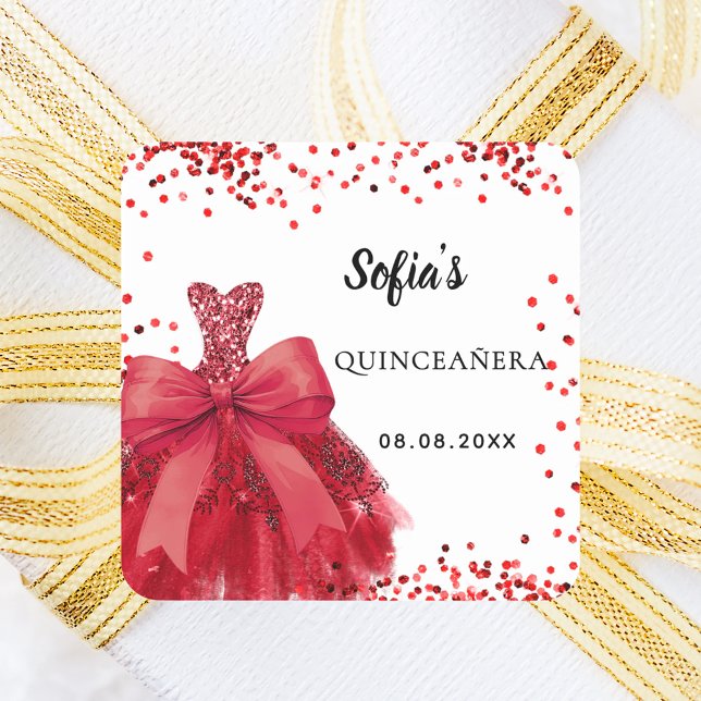 Adesivo Quadrado Quinceanera red arco branco (Criador carregado)