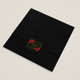 Adesivo Quadrado Quinceañera rosa vermelha Preta e Dourada