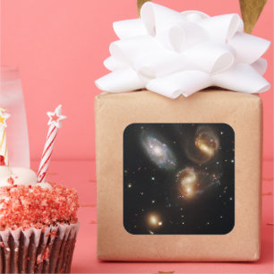 Adesivo Quadrado Quinteto de Stephan: Uma Galáxia Galáctica Naufrag