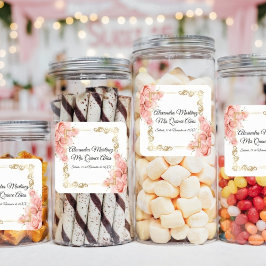 Adesivo Quadrado Quinto Dourado Rosa Rosa Simples Branco Elegante