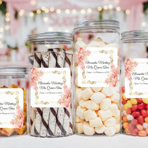 Adesivo Quadrado Quinto Dourado Rosa Rosa Simples Branco Elegante