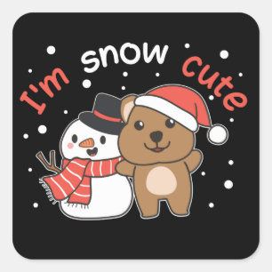 Adesivo Quadrado Quokka, sou Snow Cute Snowman Snowman Pun Square S