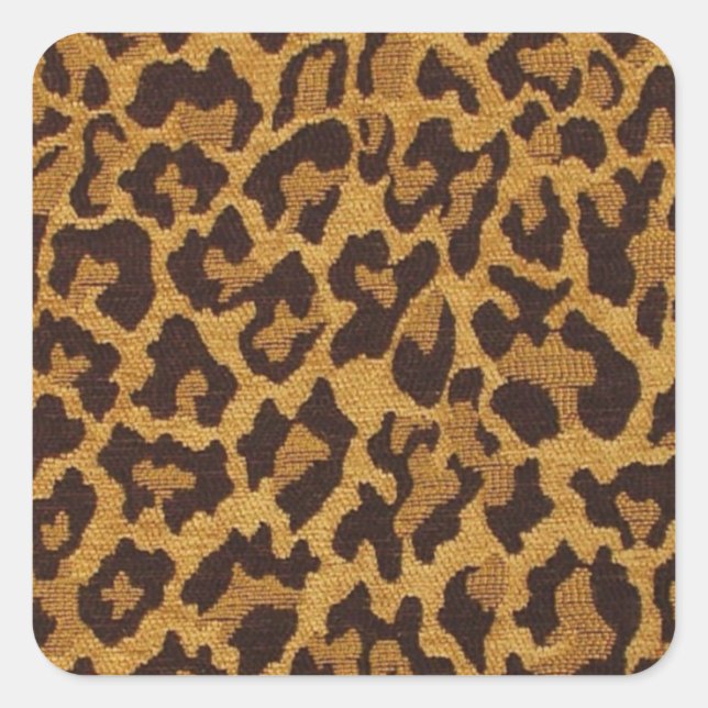 Adesivo Quadrado RAB Rockabilly Leopard Print Brown Dourado (Frente)