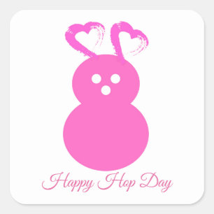 Adesivo Quadrado Rabbit Heart Sticker Happy Day