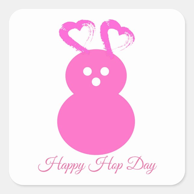 Adesivo Quadrado Rabbit Heart Sticker Happy Day (Frente)