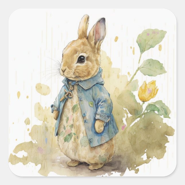 Adesivo Quadrado Rabbit Peter party Square Sticker (Frente)
