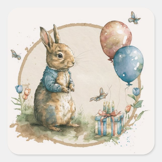 Adesivo Quadrado Rabbit Peter party Square Sticker (Frente)