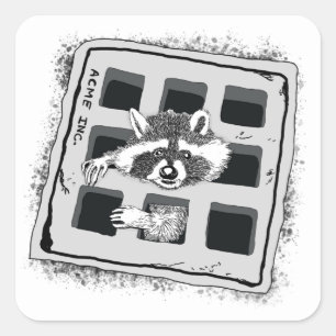 Adesivo Quadrado Raccoon preso na ilustração da Grate