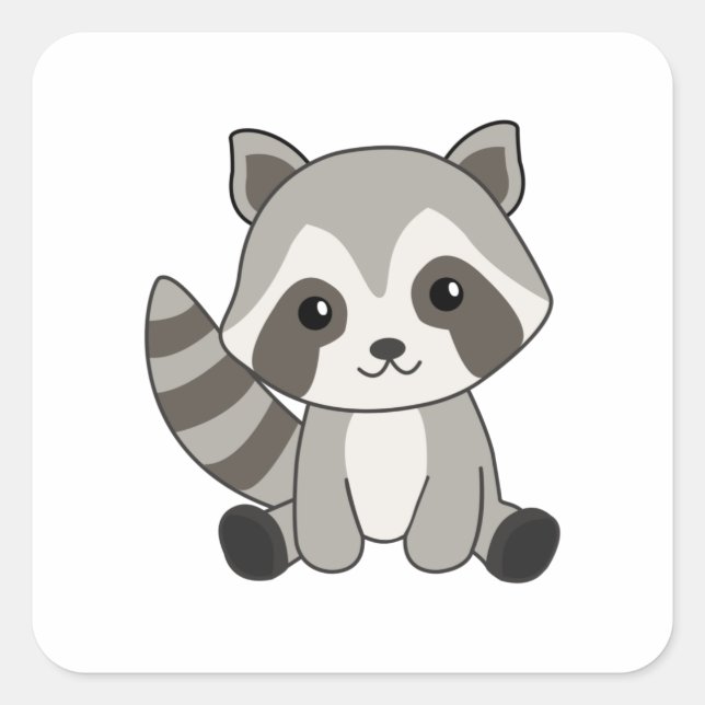 Adesivo Quadrado Raccoon Sweet Animal For Kids Funny Raccoons (Frente)
