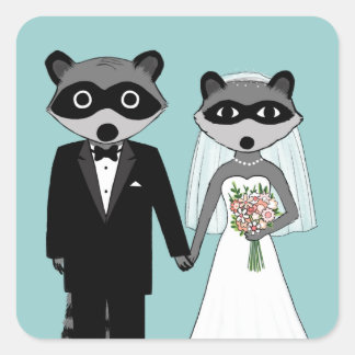 Adesivo Quadrado Raccoons Wedding
