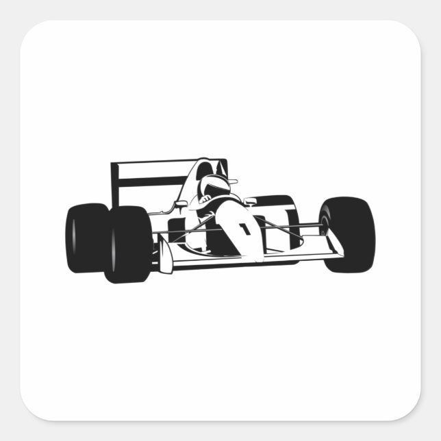 Adesivo Quadrado Race Car Silhouette preto e branco (Frente)