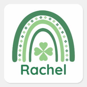 Adesivo Quadrado Rachel Name Clover Boho Rainbow
