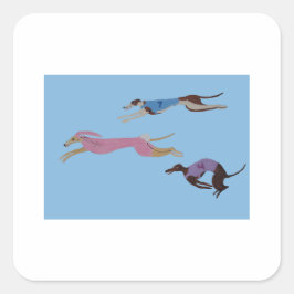 Adesivo Quadrado Racing Greyhounds with lead dog in Bunny suit