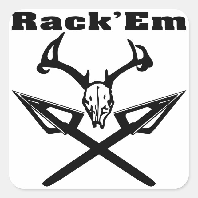 Adesivo Quadrado Rack'em Deer Skull & Arrows (Frente)