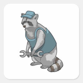 Adesivo Quadrado Racoon como artesão de Wrench