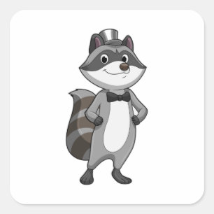 Adesivo Quadrado Racoon como Groom com Tie