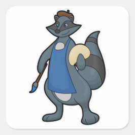 Adesivo Quadrado Racoon como Pincel com Pincel